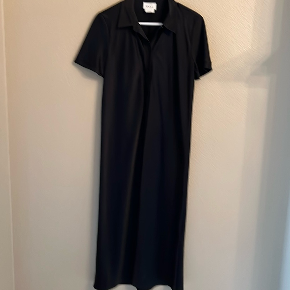 DKNY Maxi Black Satin Dress Size 8